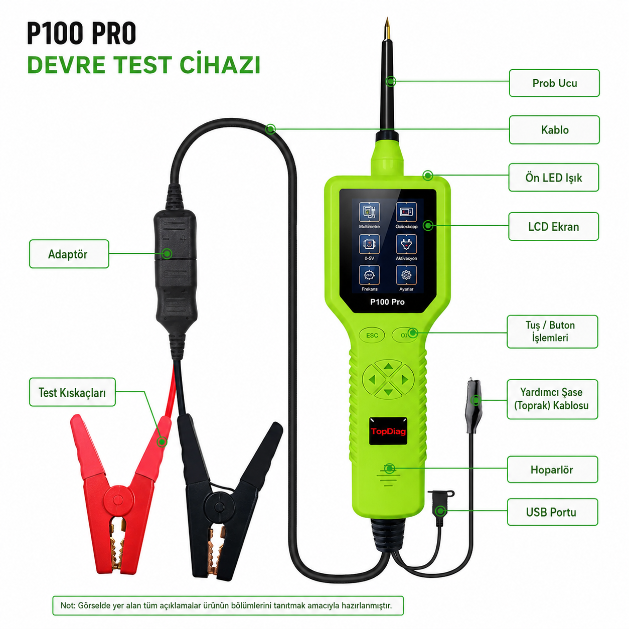 Jdiag TopDiag P100PRO Devre Test Cihazı Osiloskop Jdiag TopDiag P100PRO Devre Test Cihazı Osiloskop